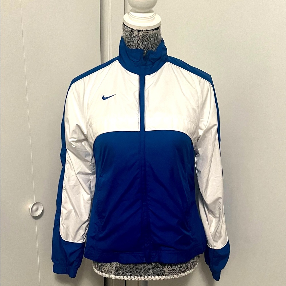 Nike TeamWindbreakerJacket Blue White Y2K Women’s XS Mesh Lined Full Zip